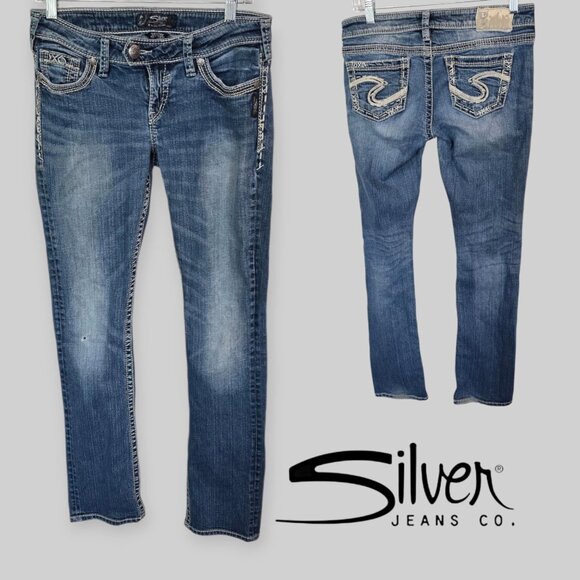 Silver Jeans Co Tuesday Baby Bootcut Denim Jeans Womens 28 X 33 - Picture 1 of 14